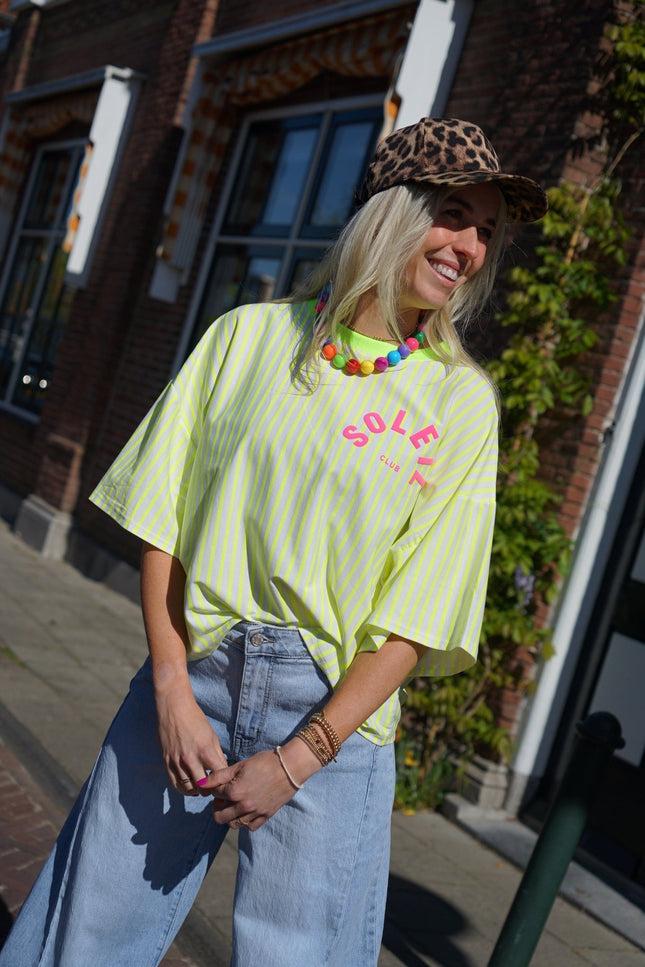 STREEP T - SHIRT SOLEIL NEON GROEN - Hipishet