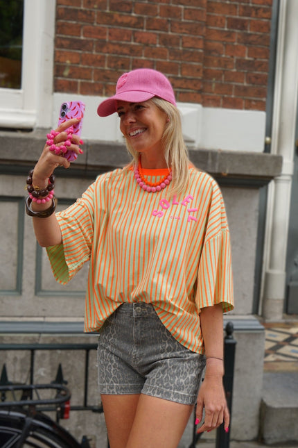 STREEP T - SHIRT SOLEIL ORANJE GROEN - Hipishet