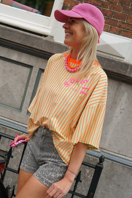 STREEP T - SHIRT SOLEIL ORANJE GROEN - Hipishet
