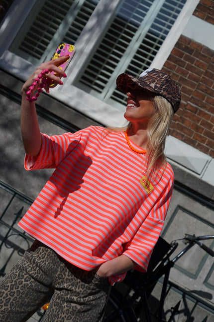 STREEP TOP BISOUS ORANJE ECRU - Hipishet