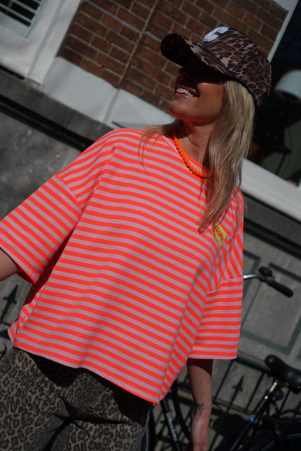STREEP TOP BISOUS ORANJE ECRU - Hipishet