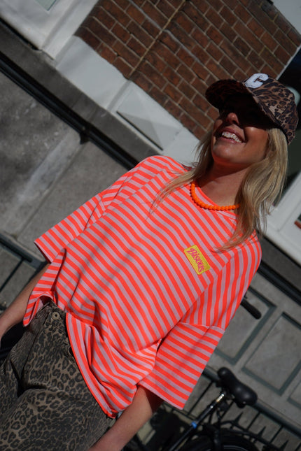 STREEP TOP BISOUS ORANJE ECRU - Hipishet