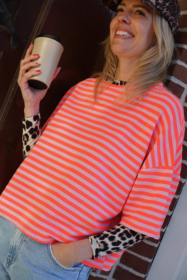 STREEP TOP EVI ORANJE ECRU - Hipishet