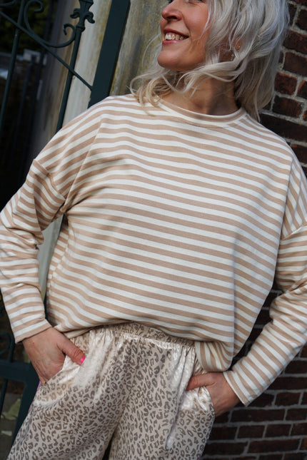 STREEP TOP KIM BEIGE ECRU - Hipishet
