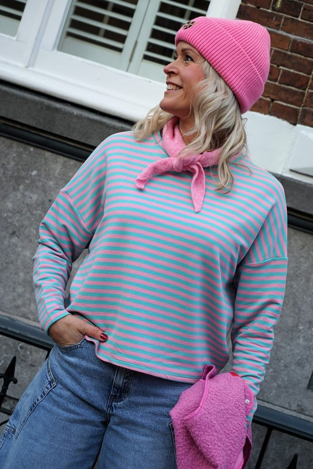 STREEP TOP KIM BLAUW ROZE - Hipishet