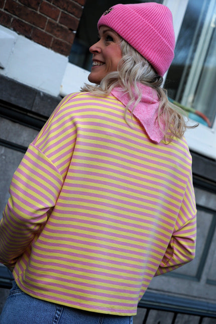 STREEP TOP KIM GEEL ROZE - Hipishet