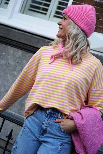 STREEP TOP KIM GEEL ROZE - Hipishet