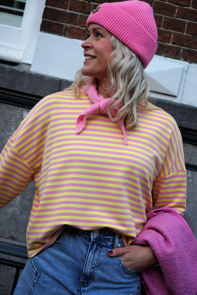 STREEP TOP KIM GEEL ROZE - Hipishet