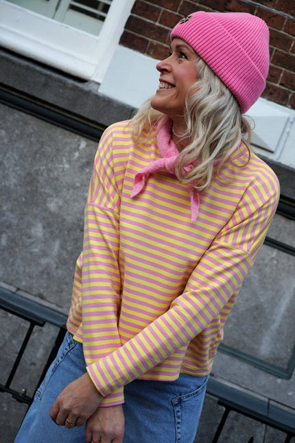 STREEP TOP KIM GEEL ROZE - Hipishet