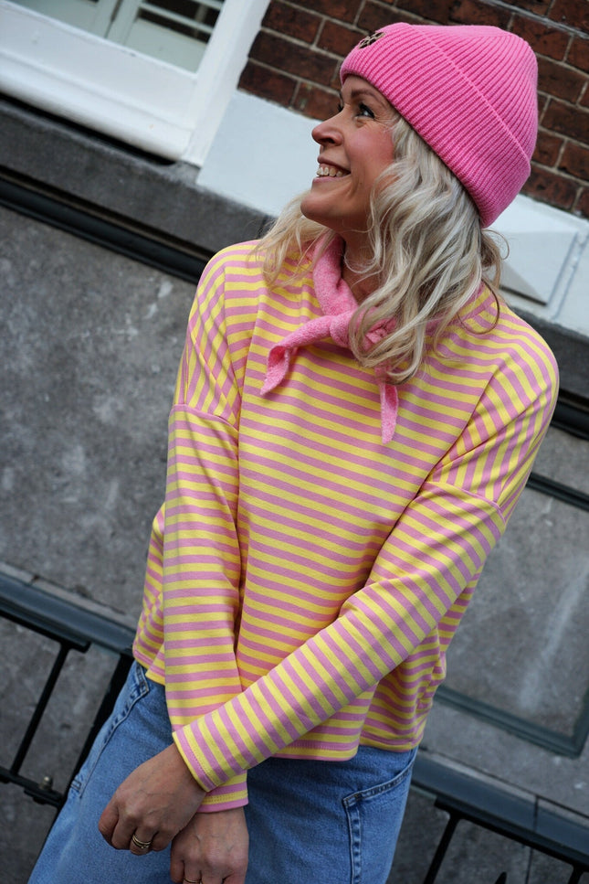 STREEP TOP KIM GEEL ROZE - Hipishet