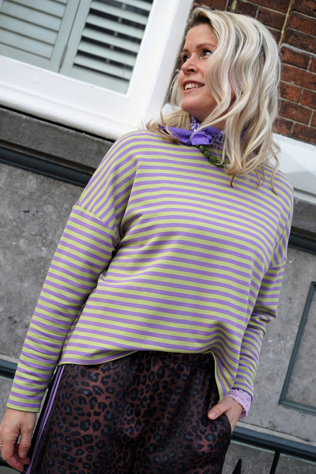 STREEP TOP KIM LILA GROEN - Hipishet
