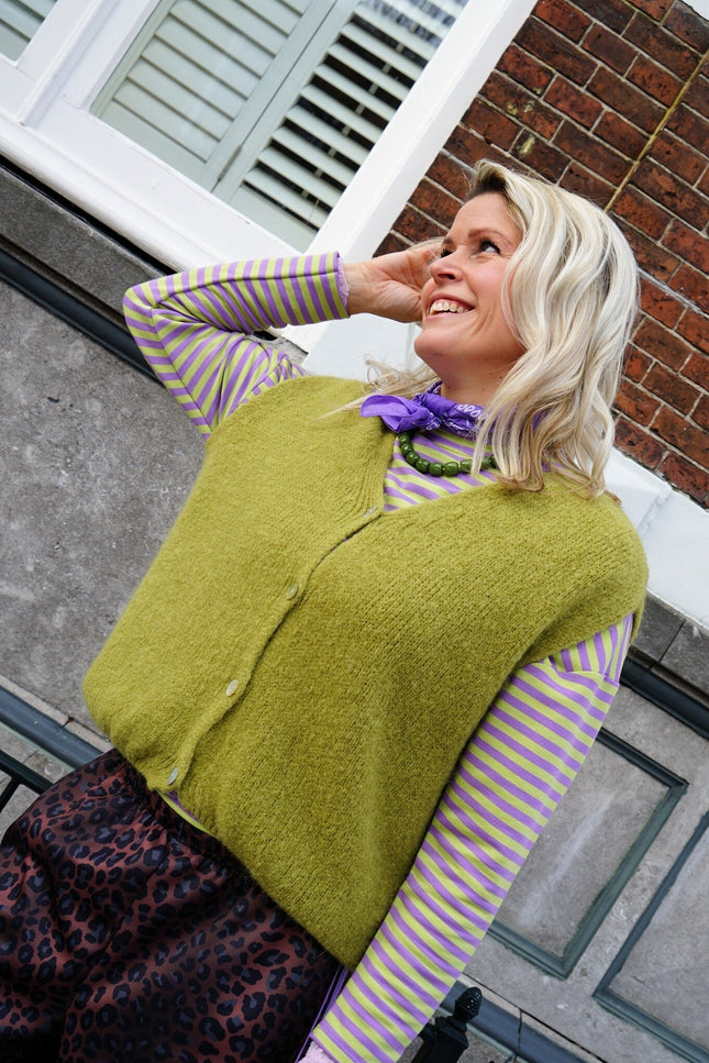 STREEP TOP KIM LILA GROEN - Hipishet