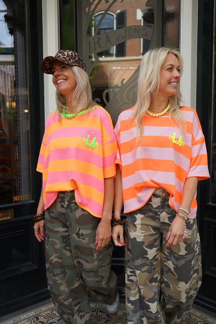STREEP TOP LOS ANGELES ROZE NEON GROEN - Hipishet