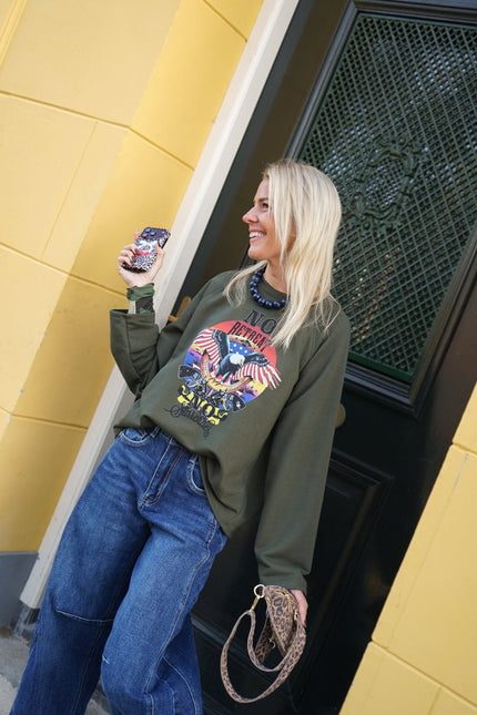SWEATER NO RETREAT ARMY - Hip is het