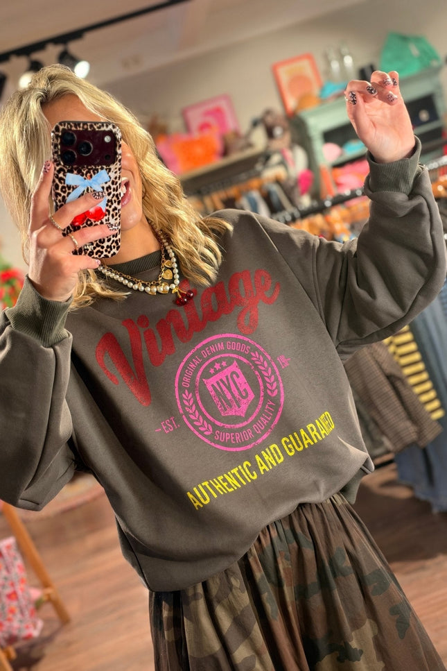 SWEATER VINTAGE BRUIN - Hip is het