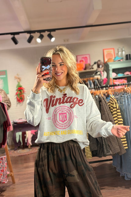 SWEATER VINTAGE GRIJS - Hip is het