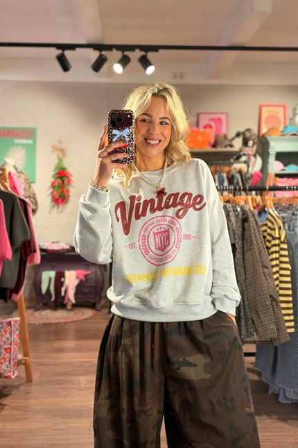 SWEATER VINTAGE GRIJS - Hip is het