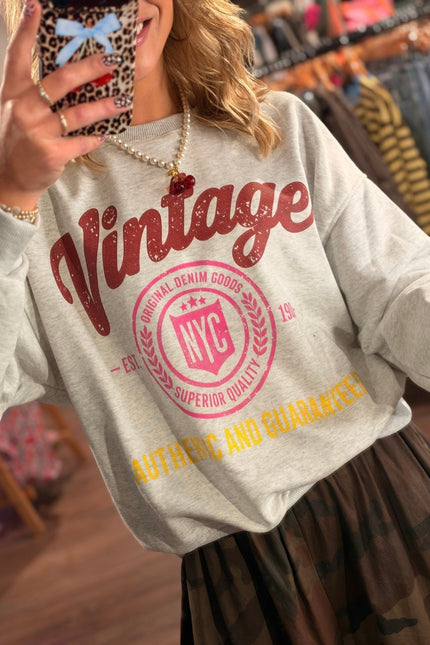 SWEATER VINTAGE GRIJS - Hip is het