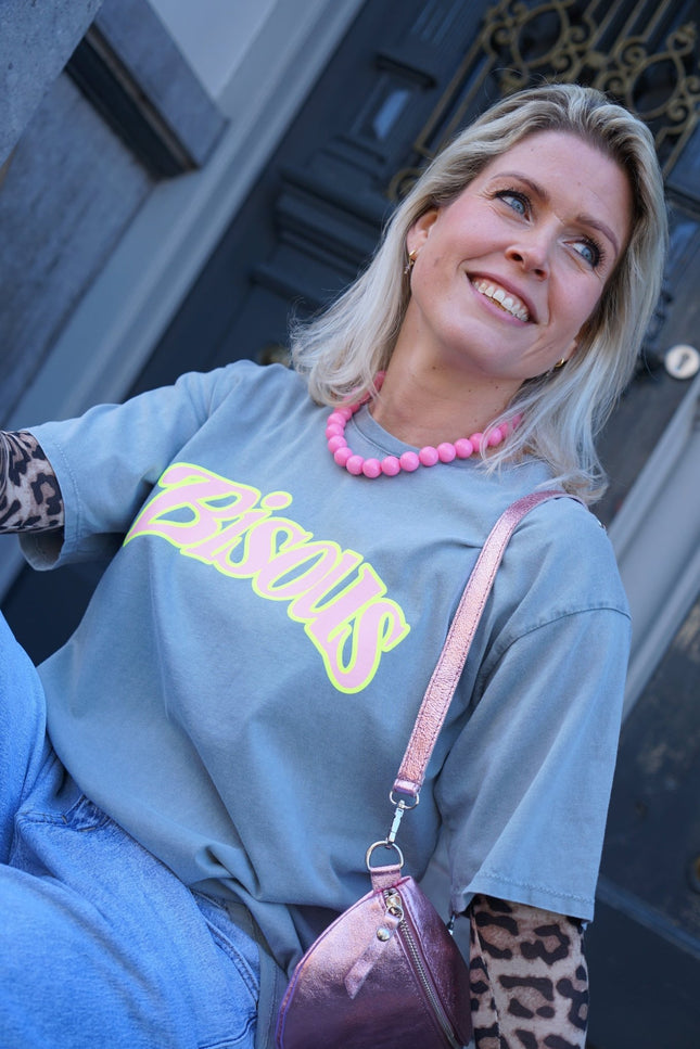 T - SHIRT BISOUS GRIJS - Hipishet