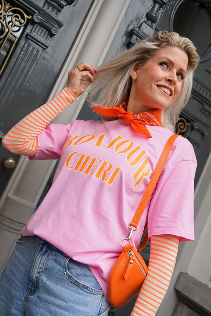 T - SHIRT BONJOUR CHERI ROZE - Hipishet