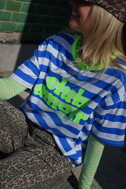 T - SHIRT CLUB AMOUR BLAUW GRIJS - Hipishet