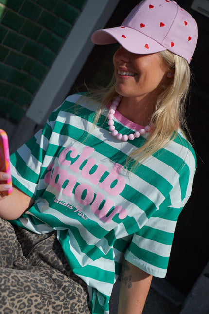 T - SHIRT CLUB AMOUR GROEN ROZE - Hipishet