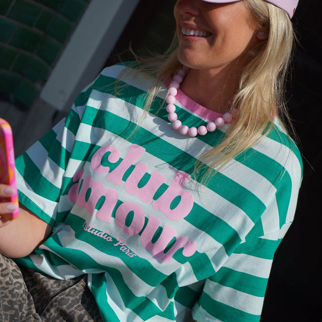 T - SHIRT CLUB AMOUR GROEN ROZE - Hipishet