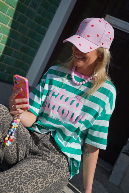 T - SHIRT CLUB AMOUR GROEN ROZE - Hipishet