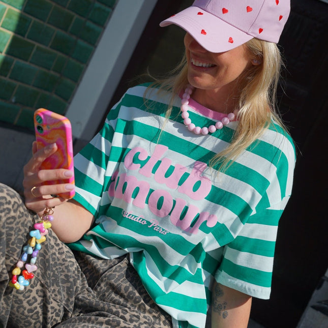 T - SHIRT CLUB AMOUR GROEN ROZE - Hipishet
