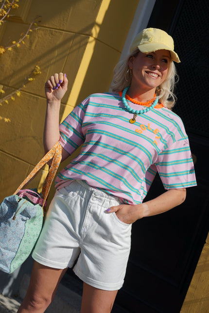 T - SHIRT CLUB SOLEIL BLAUW ROZE - Hipishet