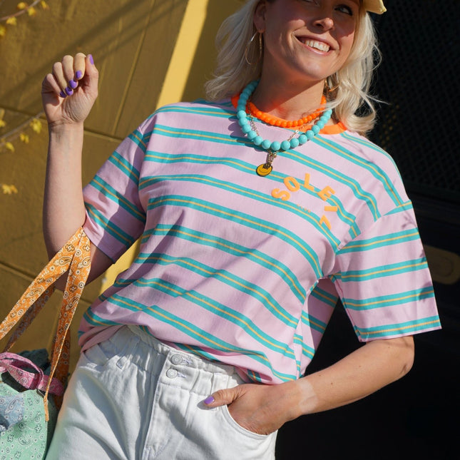 T - SHIRT CLUB SOLEIL BLAUW ROZE - Hipishet