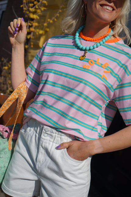 T - SHIRT CLUB SOLEIL BLAUW ROZE - Hipishet