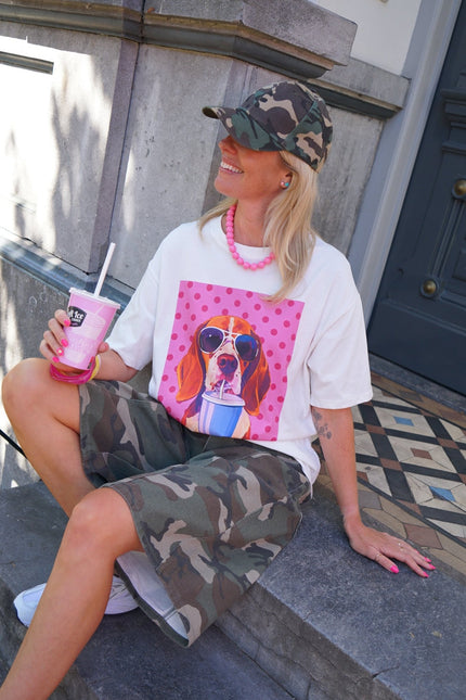 T - SHIRT DOG DOTS ROZE - Hipishet
