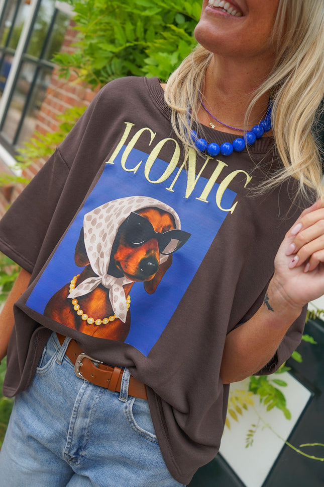 T-SHIRT DOG ICONIC BRUIN - Hip is het