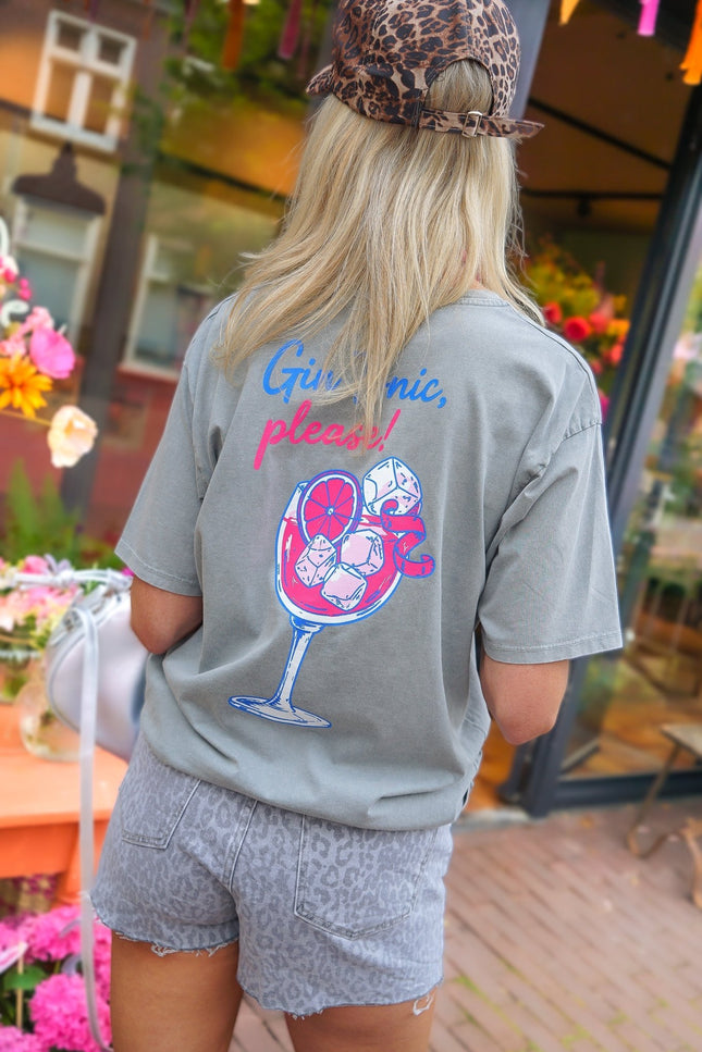 T - SHIRT GIN TONIC GRIJS - Hipishet