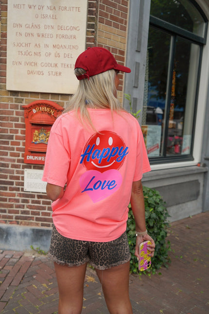 T-SHIRT HAPPY LOVE PEACH - Hipishet