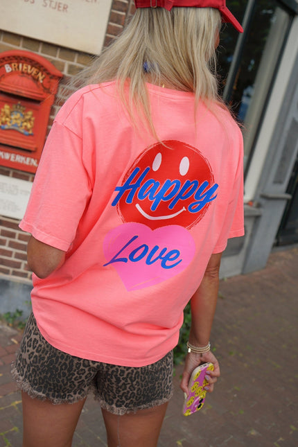 T-SHIRT HAPPY LOVE PEACH - Hipishet