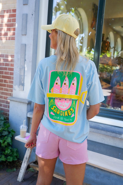 T - SHIRT HEART SARDINES LICHTBLAUW - Hipishet
