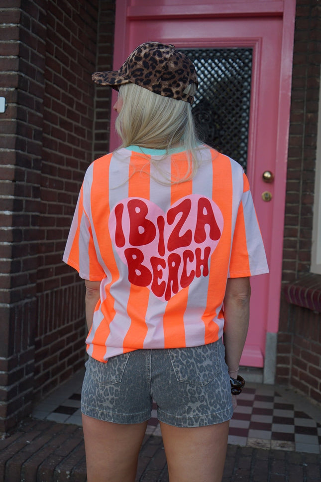 T - SHIRT IBIZA BEACH ORANJE ROZE - Hipishet