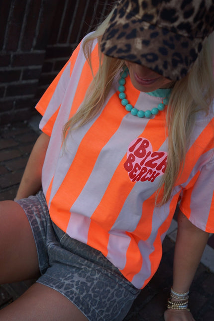 T - SHIRT IBIZA BEACH ORANJE ROZE - Hipishet