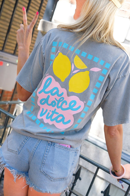 T - SHIRT LA DOLCE VITA GRIJS - Hipishet
