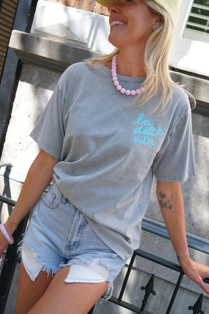 T - SHIRT LA DOLCE VITA GRIJS - Hipishet