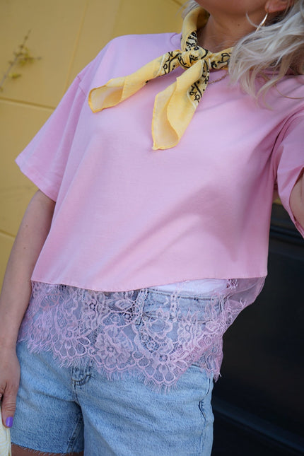 T - SHIRT LACE ROZE - Hipishet