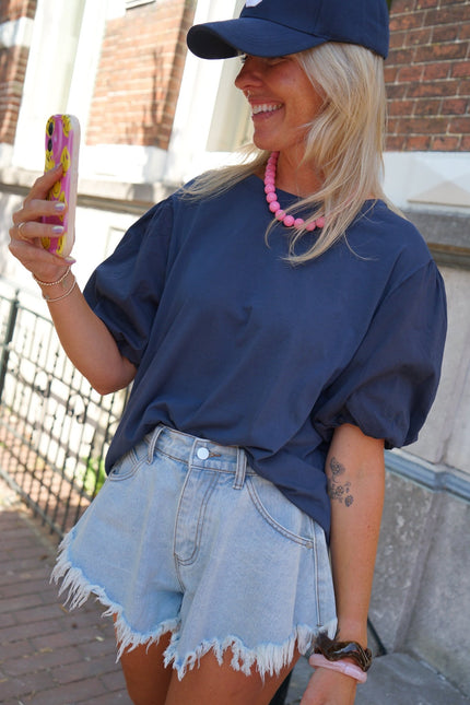 T-SHIRT LAURA BLAUW - Hipishet