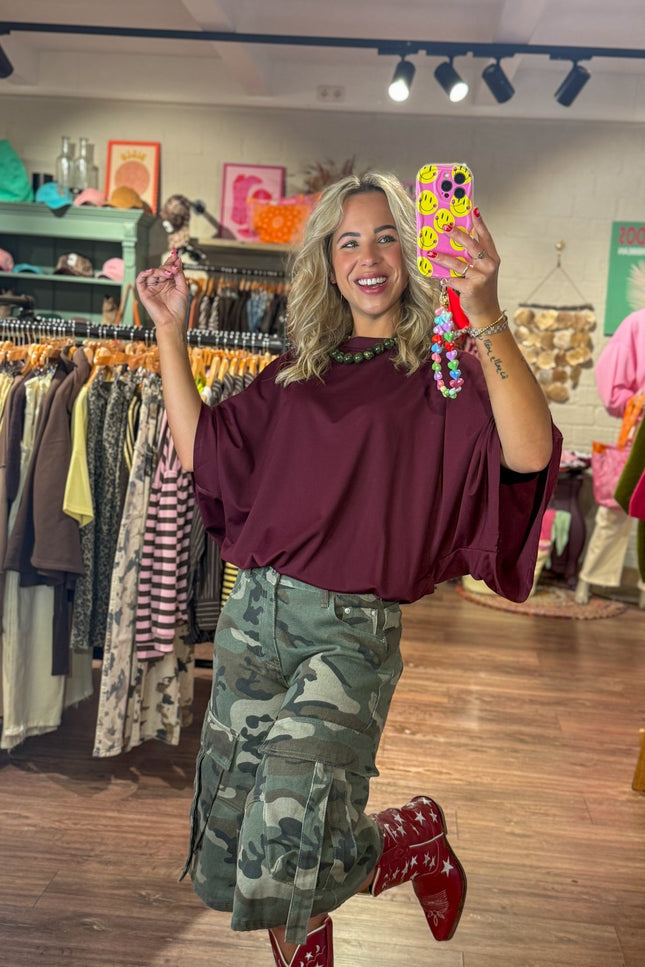 T-SHIRT LEA BORDEAUX - Hip is het