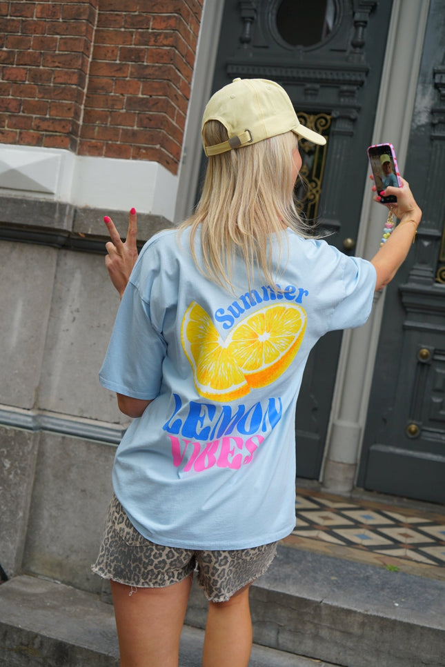 T - SHIRT LEMON VIBES BLAUW - Hipishet