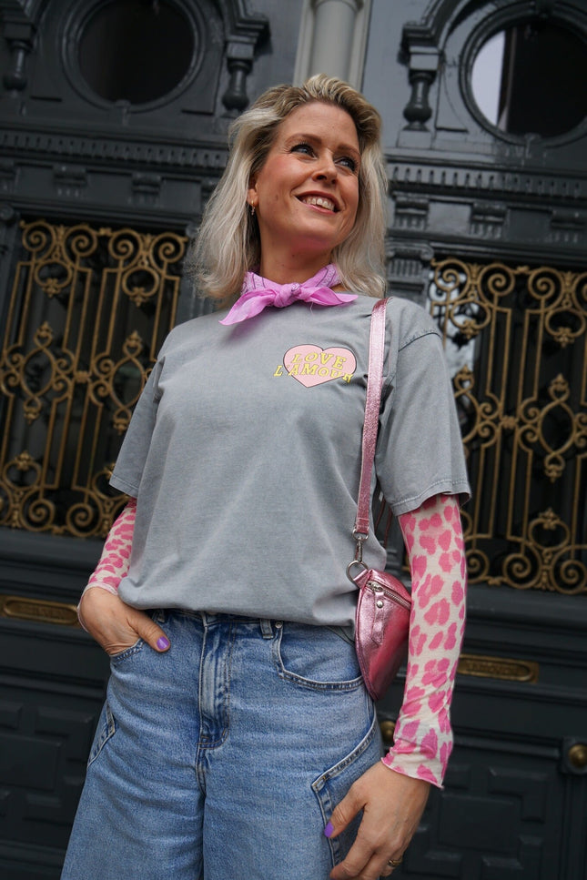 T - SHIRT LOVE L'AMOUR GRIJS - Hipishet