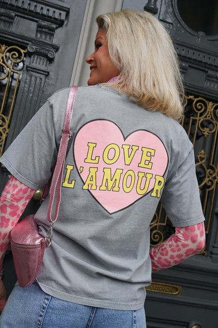 T - SHIRT LOVE L'AMOUR GRIJS - Hipishet