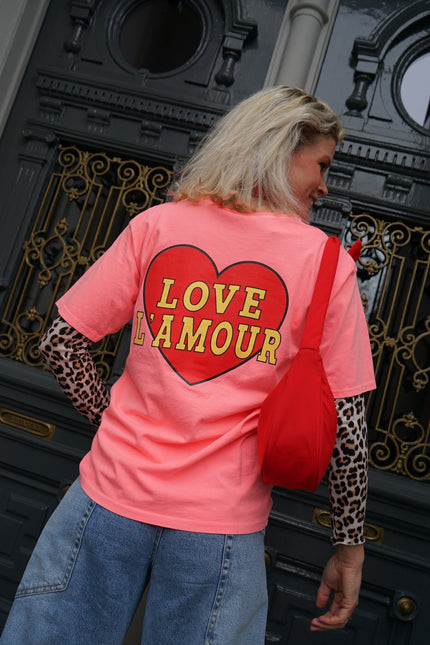 T - SHIRT LOVE L'AMOUR PEACH - Hipishet
