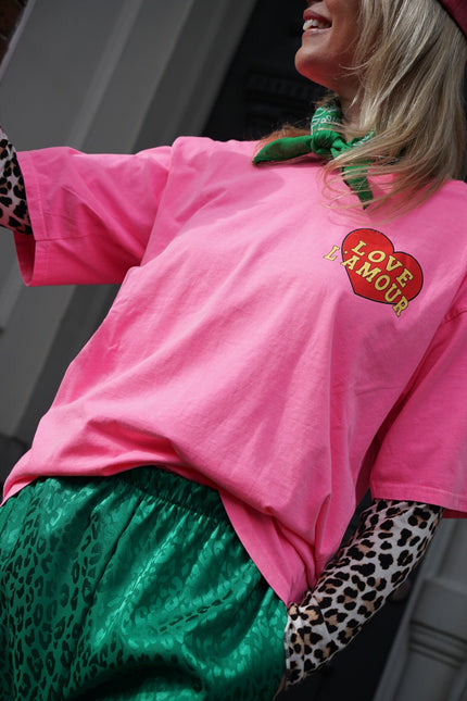 T - SHIRT LOVE L'AMOUR ROZE - Hipishet